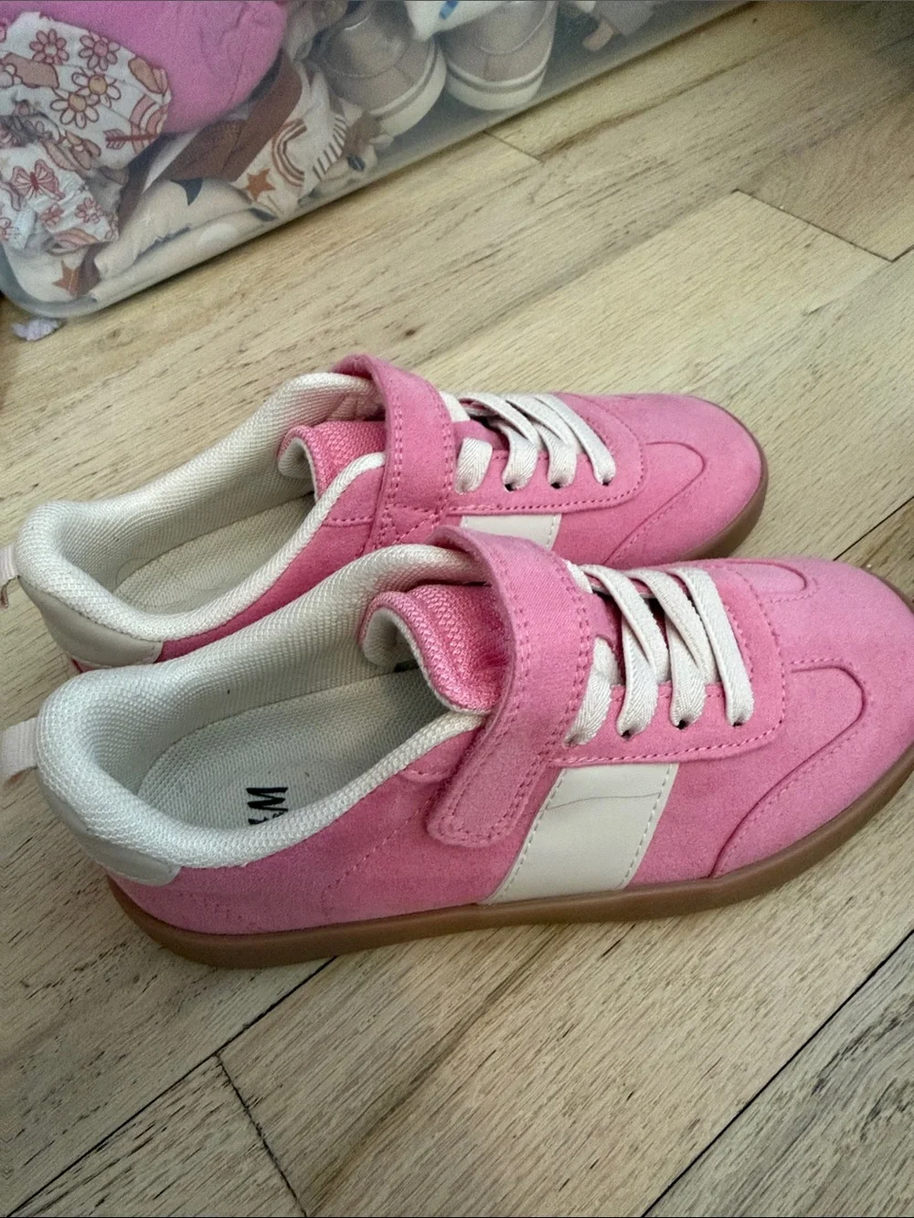 Kids Pink Velcro Athletic Sneakers